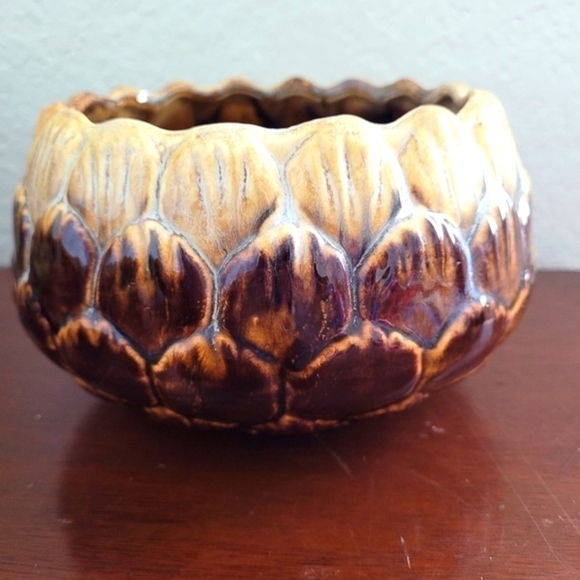 Vintage Judy of California Pottery Serving Bowl Planter Drip Glaze 1960s USA - Picture 7 of 13